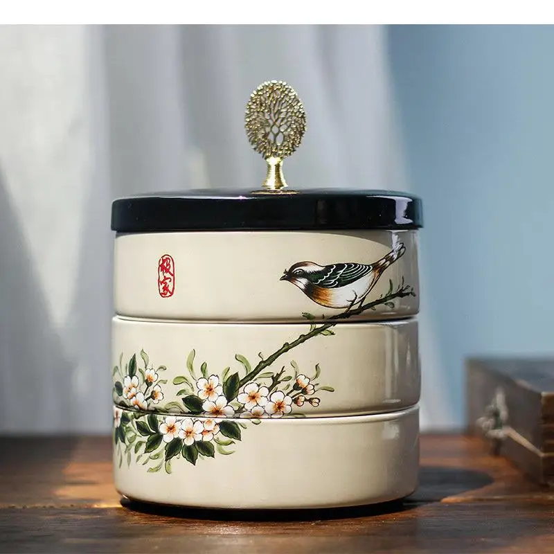 3-Tier Ceramic Storage Box with Lid Storage Jar Snack Tray Dried Fruit Boxes Jewelry Box Candy Boxes Food Container Organizer
3-Tier Ceramic Storage Box with Lid Storage Jar Snack Tray Dried Fruit Boxes Jewelry Box Candy Boxes Food Container Organizer