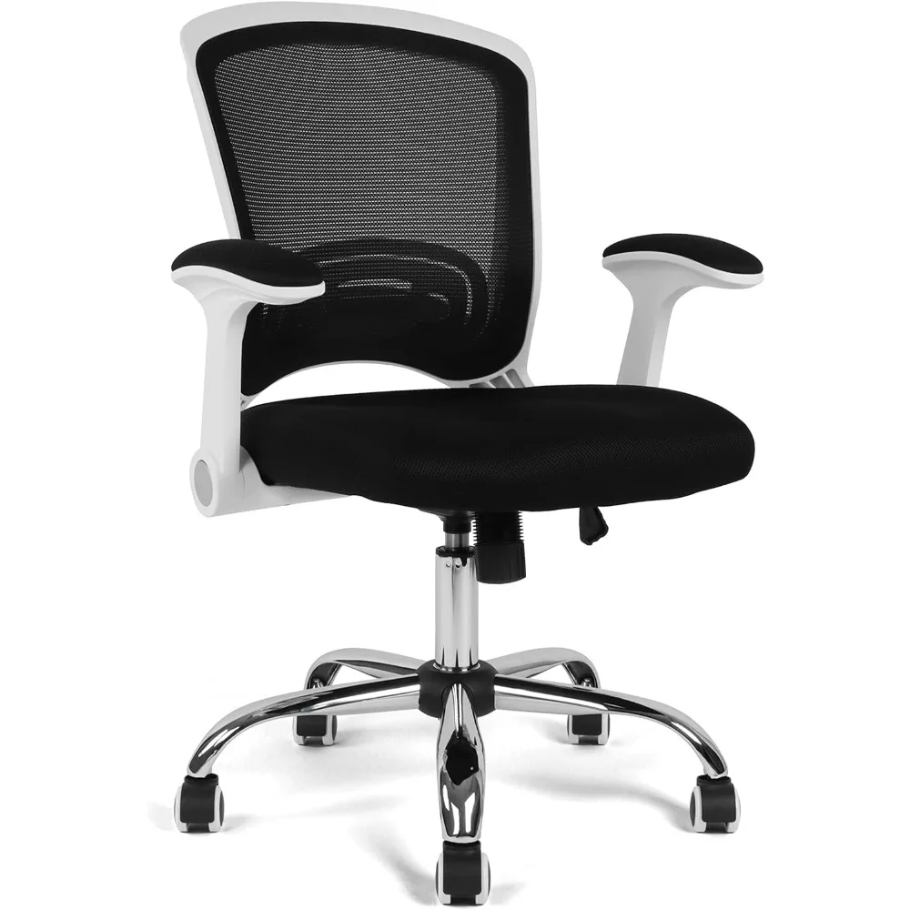 

Компьютерное кресло с регулируемой высотой, специальный игровой офисный стул для поддержки поясницы, с откидными подлокотниками, серое Сетчатое кресло для игр, белый цвет