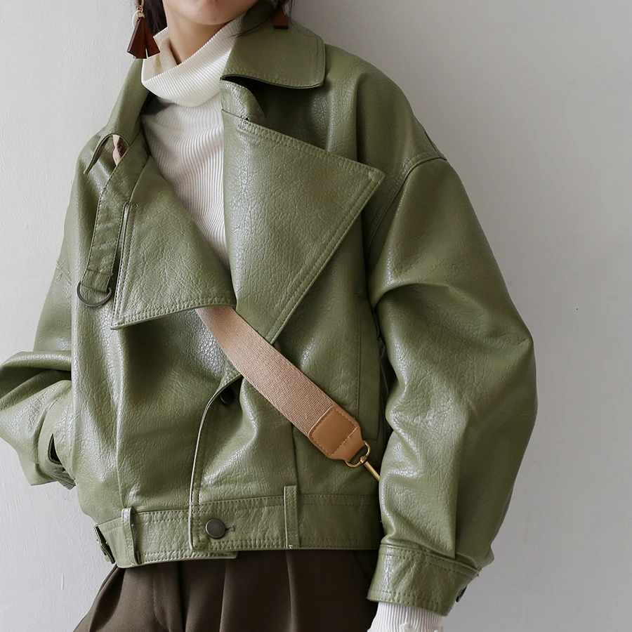 Faux Leather Jacket Women Casual PU Loose Motorcycle Jackets Female Streetwear Oversized Coat with Drop Shoulder Korean Chic New
Faux Leather Jacket Women Casual PU Loose Motorcycle Jackets Female Streetwear Oversized Coat with Drop Shoulder Korean Chic New