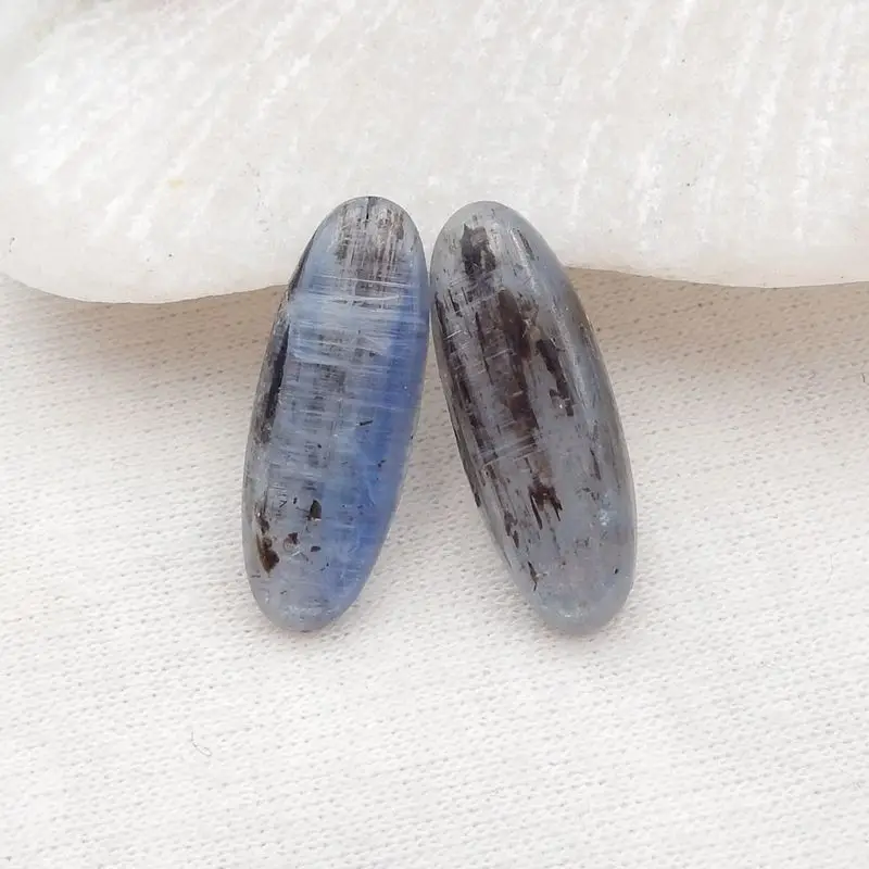 

Natural Stone Blue Kyanite Oval Cabochon Pair 22x8x3mm 3g Semiprecious Fashion Jewelry Earring Accessories