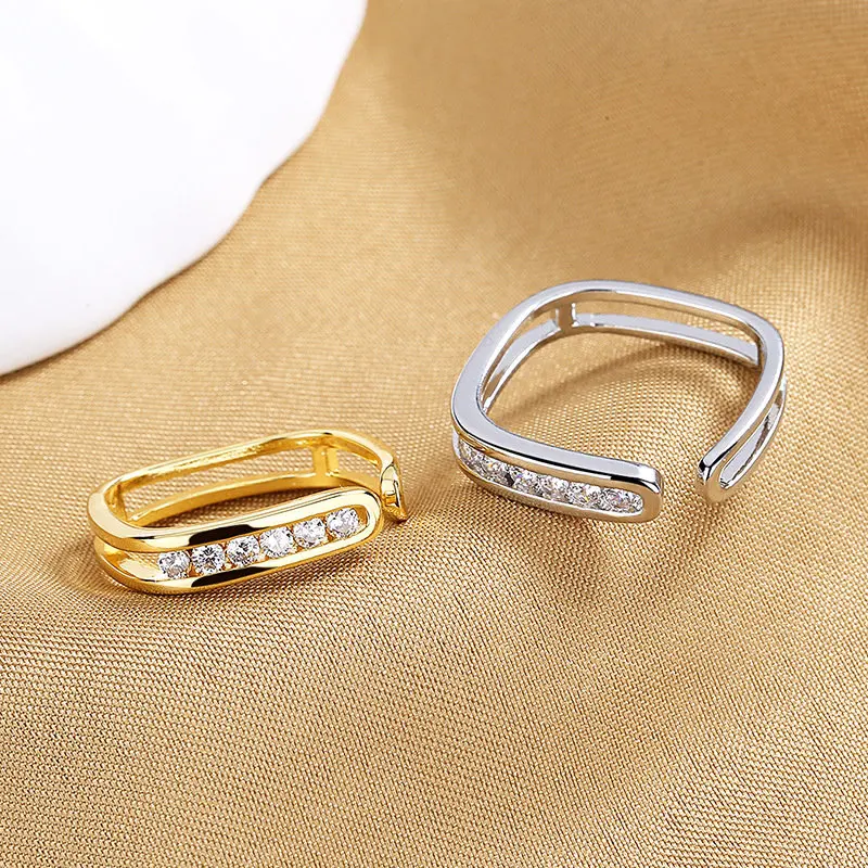 S925 Sterling Silver Ring Gold / Silver Simple Square Zircon Open Ring For Women Fashion Charm Wedding Gift Jewelry
S925 Sterling Silver Ring Gold / Silver Simple Square Zircon Open Ring For Women Fashion Charm Wedding Gift Jewelry