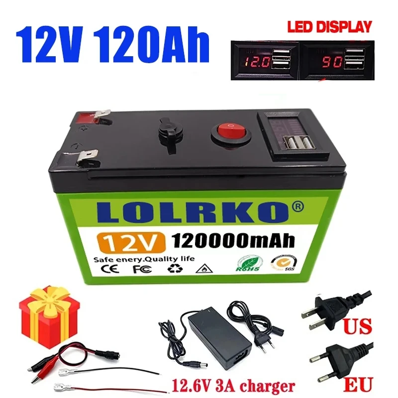 Upgraded 12v 120Ah 18650 Li Ion Battery Electric Vehicle Lithium Battery Pack 9V- 12V 150000mAh Built-in BMS 80A High Current
Upgraded 12v 120Ah 18650 Li Ion Battery Electric Vehicle Lithium Battery Pack 9V- 12V 150000mAh Built-in BMS 80A High Current