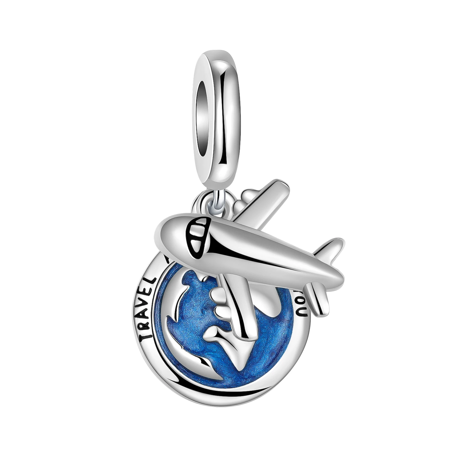 

925 Sterling Silver Travel Series Aircraft Earth Blue Pendant Charm Fit Original Pandora Charms Bracelets Women DIY Jewelry Gift