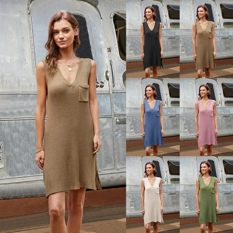 2024 European and American Spring/Summer New V-neck Split Dress Loose Size Women's Knitted Skirt SFC28-4
2024 European and American Spring/Summer New V-neck Split Dress Loose Size Women's Knitted Skirt SFC28-4