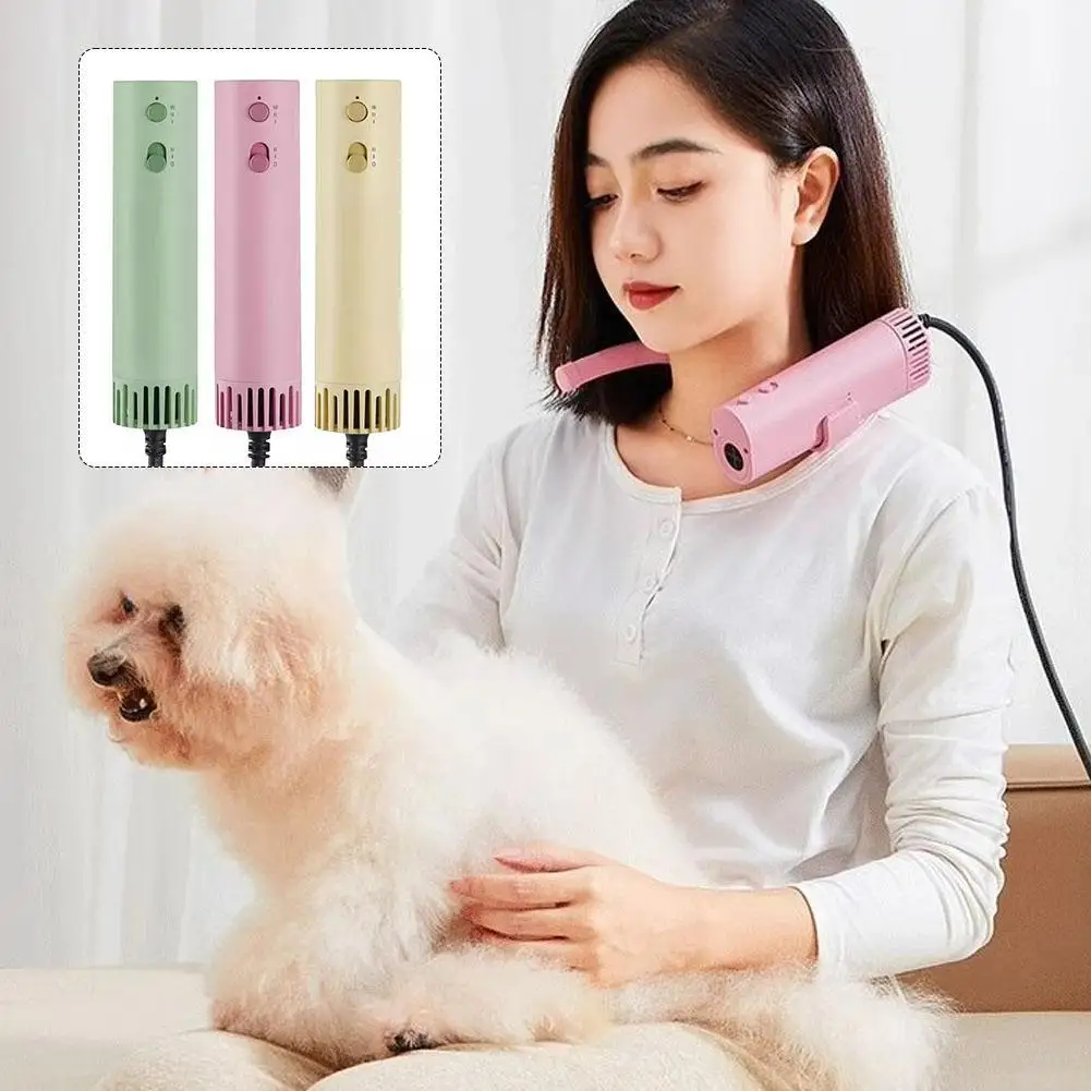 

Pet Grooming Hair Dryer With Strong Wind, Quick Drying, Negative Ions, Silent Cat And Dog Blowing, Hanging Neck Type, High Power