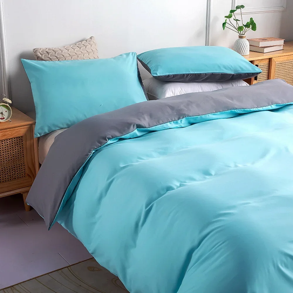 

dropshipping summer Double solid AB side sea Blue Grey,duvet cover pillowcase US twin king AU single queen UK double 2/3pcs