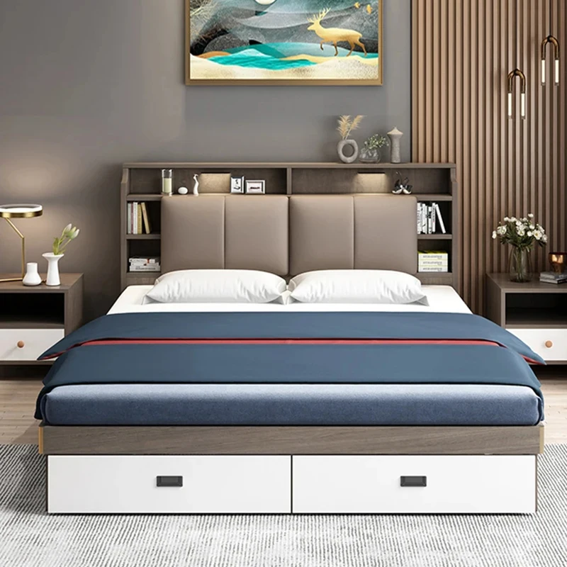 

Drawers Large Double Bed Simple European Modern Storage Double Bed Bedding Design Muebles Para Dormitorio Nordic Furniture