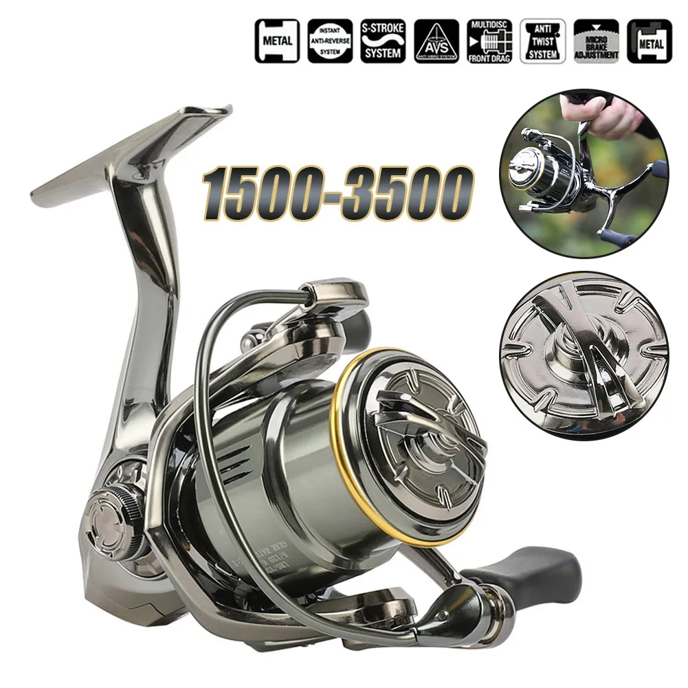 Fishing Reel HES1500-3000 Series Spinning Reel 6KG Max Drag 13+1 Bearing 5.2:1 Ratio Shallow Spool For Carp Freshwater Saltwater
Fishing Reel HES1500-3000 Series Spinning Reel 6KG Max Drag 13+1 Bearing 5.2:1 Ratio Shallow Spool For Carp Freshwater Saltwater