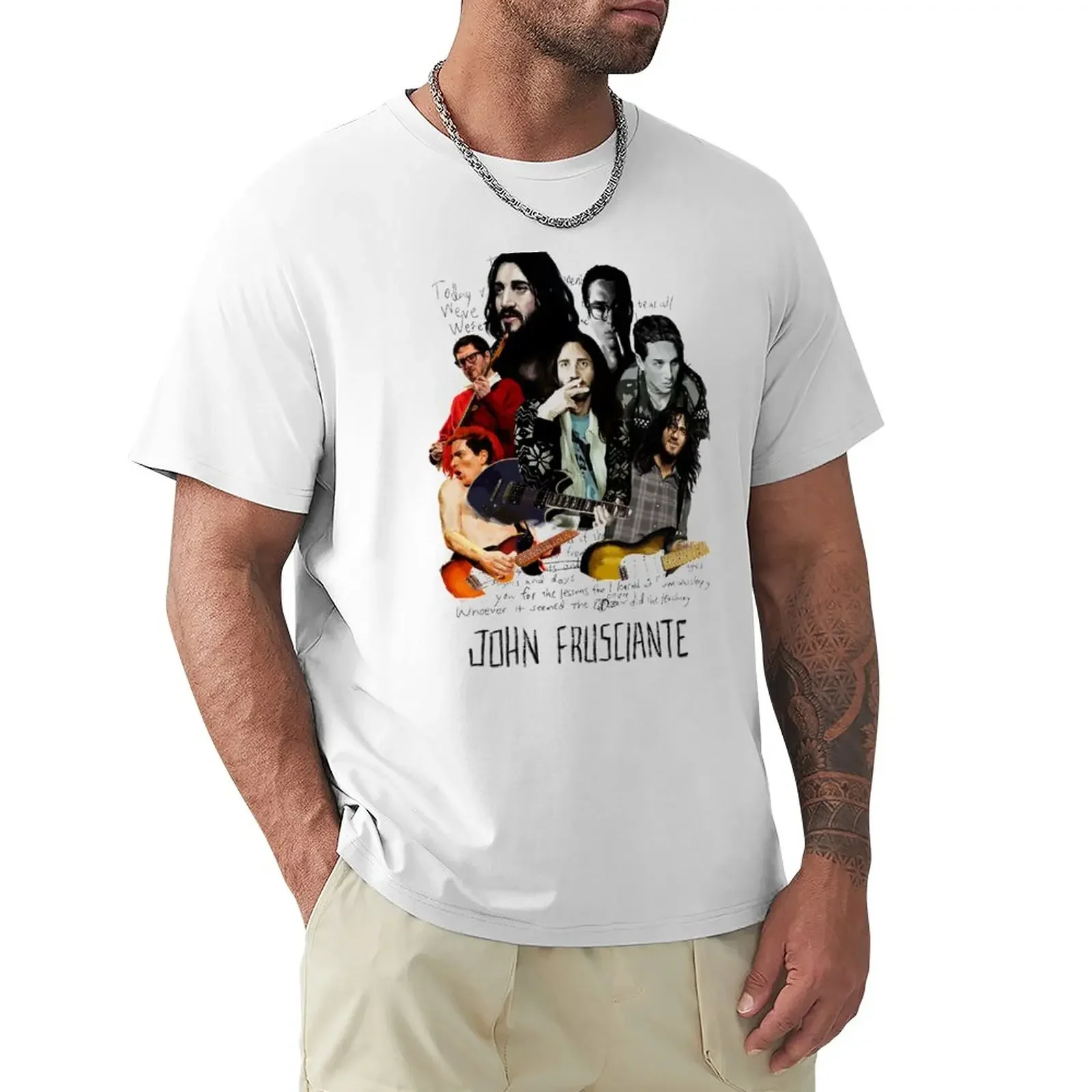 

John Frusciante 90s T-Shirt hippie clothes animal prinfor boys cute tops heavyweights mens t shirt graphic