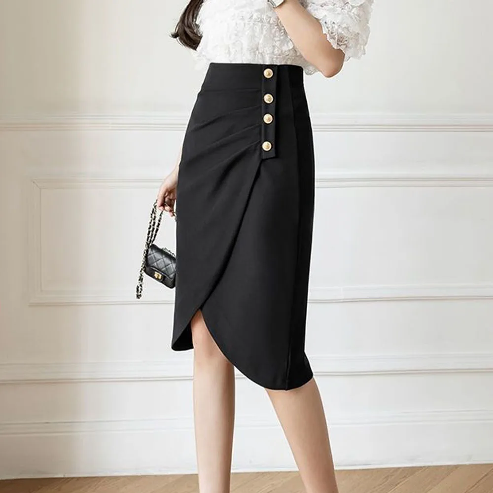 FairyShely 2023 Spring Summer Irregular Split High Waist Skirt For Women Black Office Lady Knee Skirt Hip Wrap One Step Skirt
FairyShely 2023 Spring Summer Irregular Split High Waist Skirt For Women Black Office Lady Knee Skirt Hip Wrap One Step Skirt