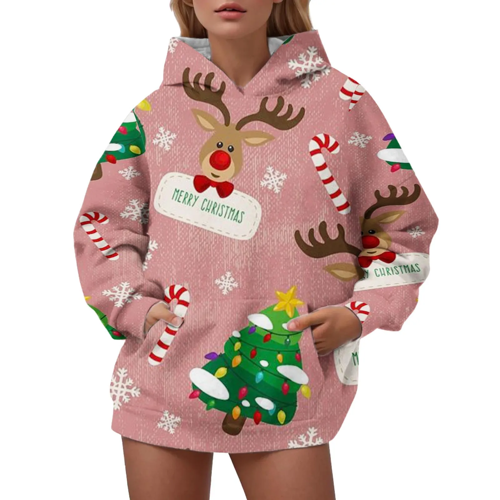 Women's Loose Sweater For Autumn And Winter With Cute Bowknot Reindeer Print Box Design Casual Drop Shoulder Hooded Long Top
Women's Loose Sweater For Autumn And Winter With Cute Bowknot Reindeer Print Box Design Casual Drop Shoulder Hooded Long Top