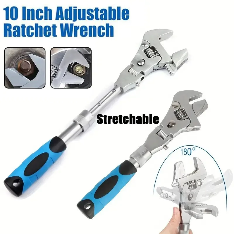 Ratchet Adjustable 10 Inch Wrench 5-In-1 Torque Wrench 180 Degree Folding Shaking Head Ratchet Wrench Household Repair Tools
Ratchet Adjustable 10 Inch Wrench 5-In-1 Torque Wrench 180 Degree Folding Shaking Head Ratchet Wrench Household Repair Tools