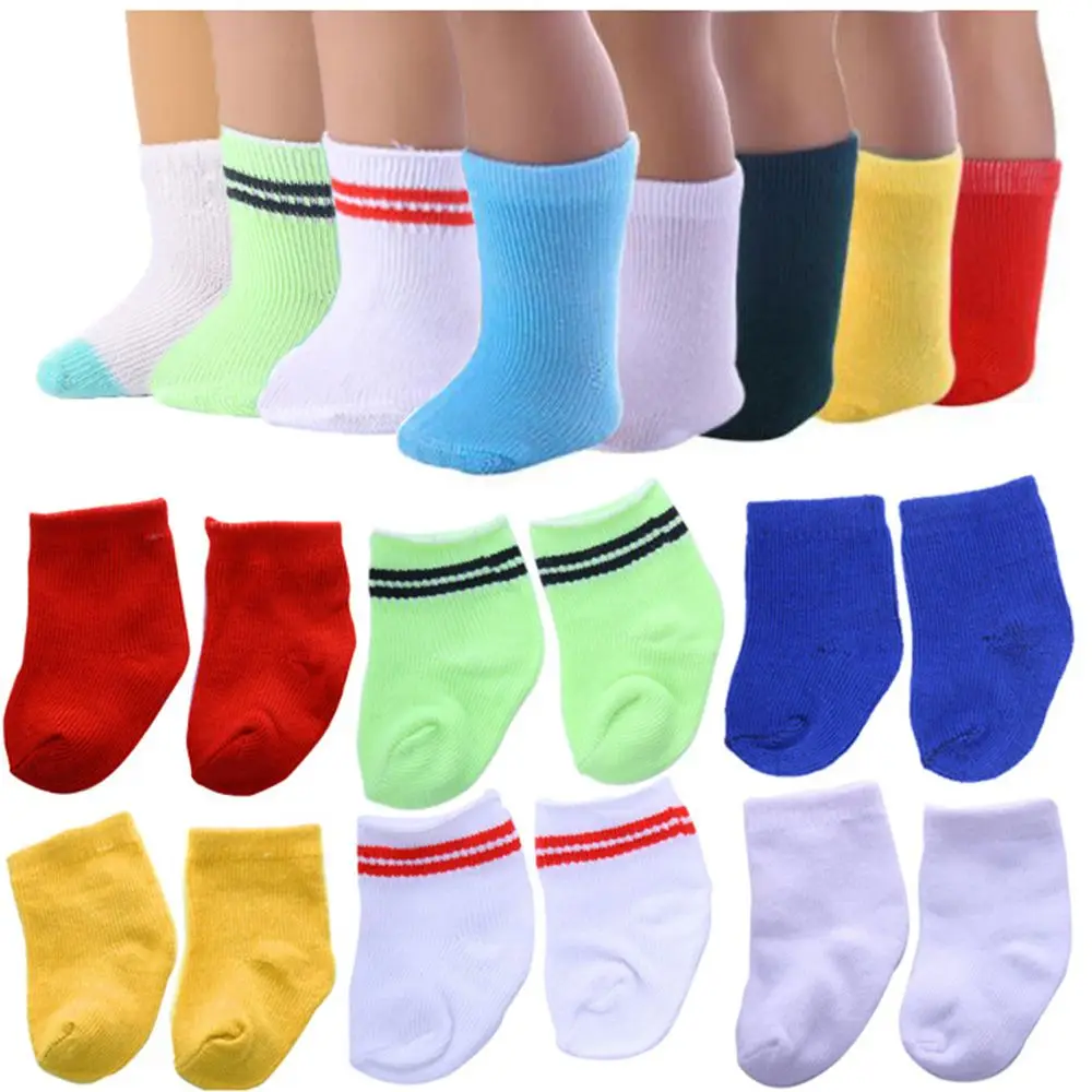 

1Pair Colorful DIY Girls Birthday Gift Playing House Dollhouse Accessories Sports Stocking Doll Wear Mini Socks Fit 18 Inch/43cm