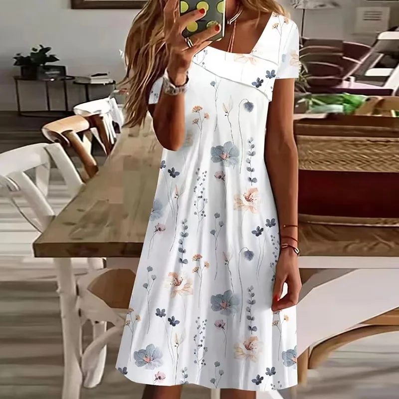Women Summer Casual Mini Dress V Neck 3D Print Cute Basic Loose Holiday Beach Dresses Outdoor Flower printing Sundress 3XL
Women Summer Casual Mini Dress V Neck 3D Print Cute Basic Loose Holiday Beach Dresses Outdoor Flower printing Sundress 3XL