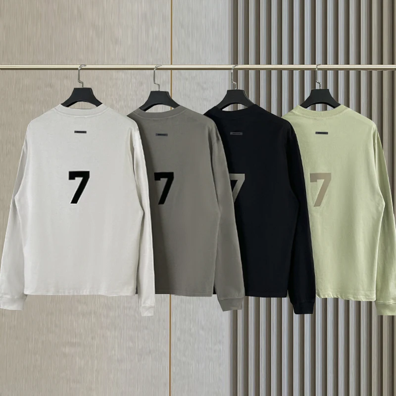 Men's Essentials Oversized Long Sleeve T-Shirt Flocking 7 Logo Cotton Tees Unisex Hip Hop Streetwear High Quality T-Shirt
Men's Essentials Oversized Long Sleeve T-Shirt Flocking 7 Logo Cotton Tees Unisex Hip Hop Streetwear High Quality T-Shirt