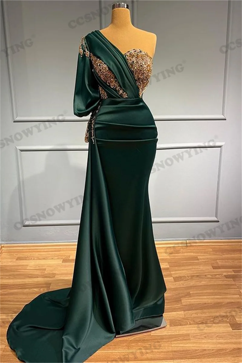 Satin Appliques One Shoulder Evening Dresses Mermaid Long Sleeve Formal Party Gown Women Arabic Kaftan Robe De Soiree
Satin Appliques One Shoulder Evening Dresses Mermaid Long Sleeve Formal Party Gown Women Arabic Kaftan Robe De Soiree