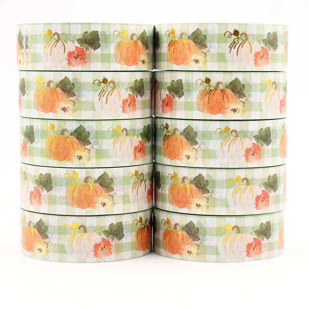 10PCS/lot 15MM*10M Gold Foil Seamless Watercolor Pumpkins Fall Leave Stripes masking Tape Adhesive Tape Scrapbooking Washi tape
10PCS/lot 15MM*10M Gold Foil Seamless Watercolor Pumpkins Fall Leave Stripes masking Tape Adhesive Tape Scrapbooking Washi tape