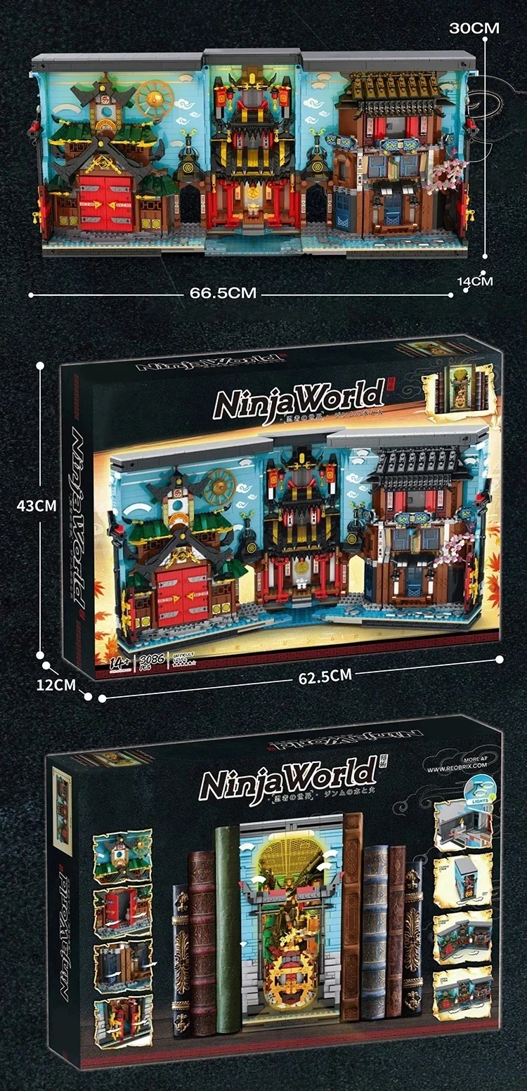 3086PCS Street View Japanese Traditional Architecture Bookstore Building Blocks MOC Ninja Bookend House Model Bricks Toy For Kid 3086PCS Street View Japanese Traditional Architecture Bookstore Building Blocks MOC Ninja Bookend House Model Bricks Toy For Kid