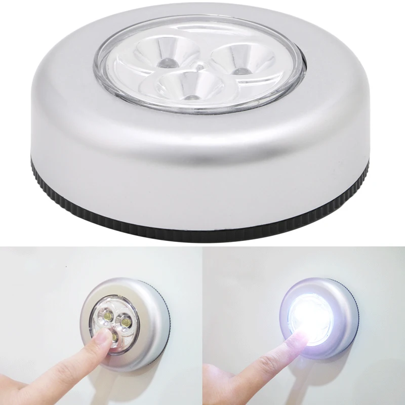

3 LED Car Home Wall Camping for Touch Push Lamp Powered Night Light
