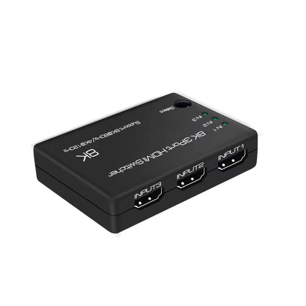 HDMI 2.1 Ultra HD 3x1 HDMI Splitter 3 Input 1 Output 8K@60Hz Support HDR VRR 3D HDCP2.3
HDMI 2.1 Ultra HD 3x1 HDMI Splitter 3 Input 1 Output 8K@60Hz Support HDR VRR 3D HDCP2.3