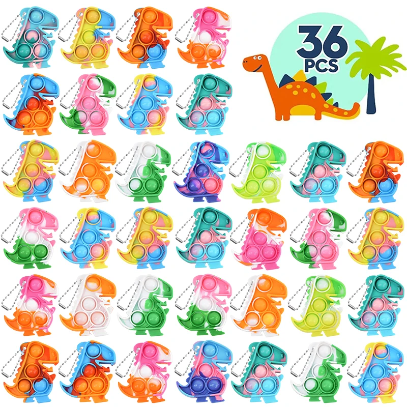 

10/36Pcs Dinosaur Pop Keychain Sensory Fidget Toys Bulk Kids Jungle Birthday Party Favors Guest Gifts Goodie Bag Pinata Fillers