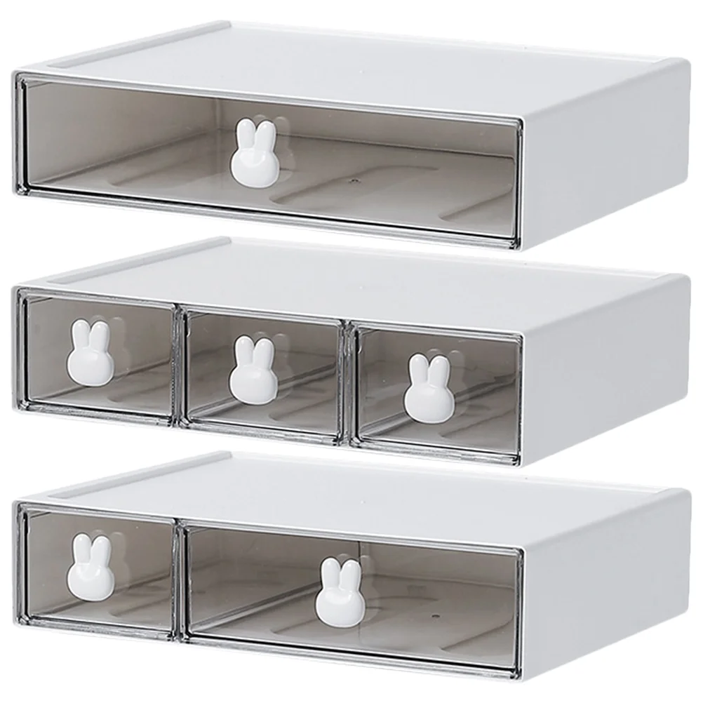 

Stackable Bunny Storage Box File Cabinet Drawer Organizer Mini for Desk Office Accessories Desktop Sundry Holders Drawers