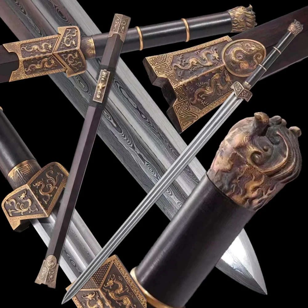 Очень изысканная китайская модель Han-Jian меч для Кунг Фу Jian, лезвие из дамасской стали, Черная оболочка, медные фитинги Full Tang Nice
Очень изысканная китайская модель Han-Jian меч для Кунг Фу Jian, лезвие из дамасской стали, Черная оболочка, медные фитинги Full Tang Nice