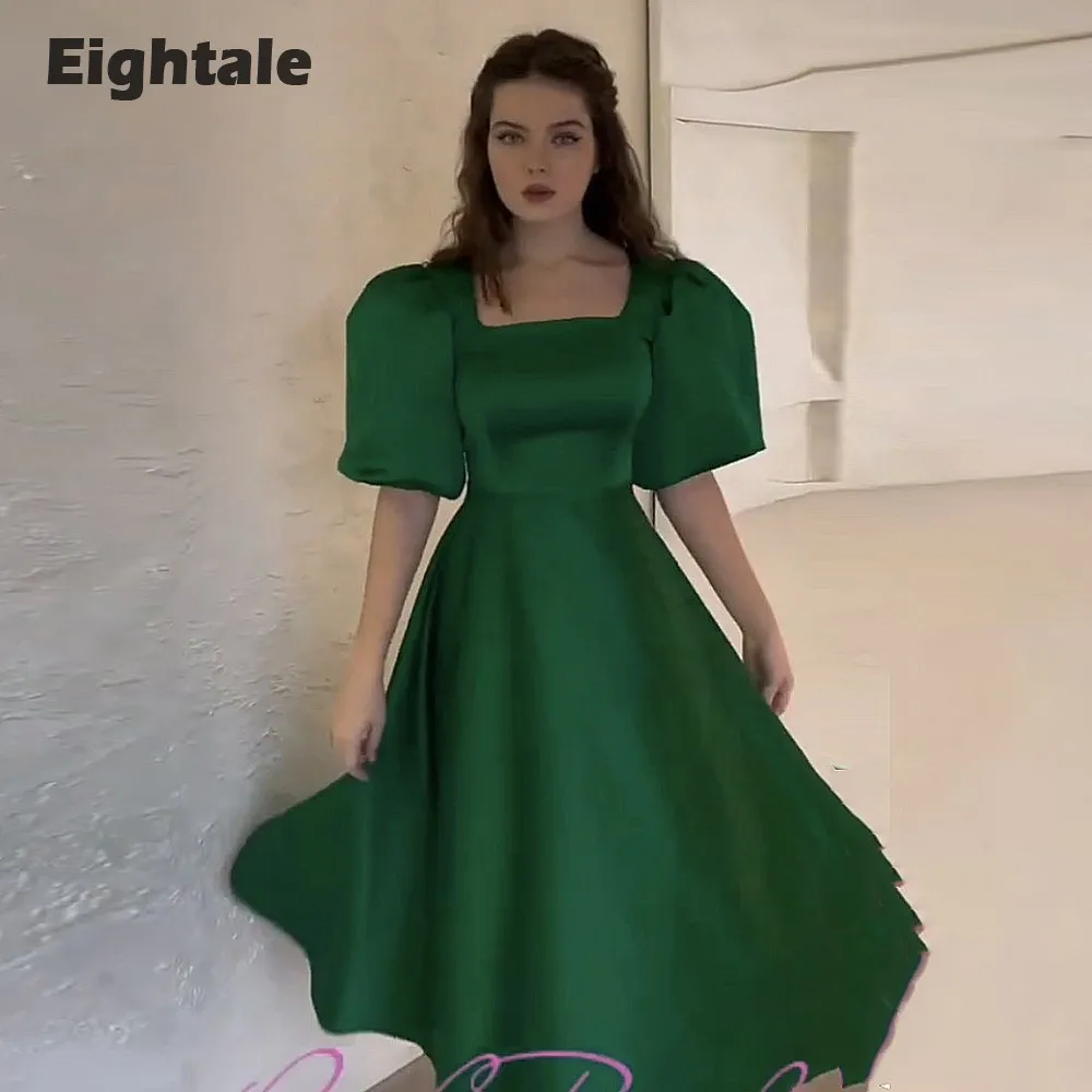 Eightale Green Arabic Evening Gowns A-Line Short Sleeves Mid Length Formal Occasion Satin Prom Celebrity Graduation Party Dress
Eightale Green Arabic Evening Gowns A-Line Short Sleeves Mid Length Formal Occasion Satin Prom Celebrity Graduation Party Dress