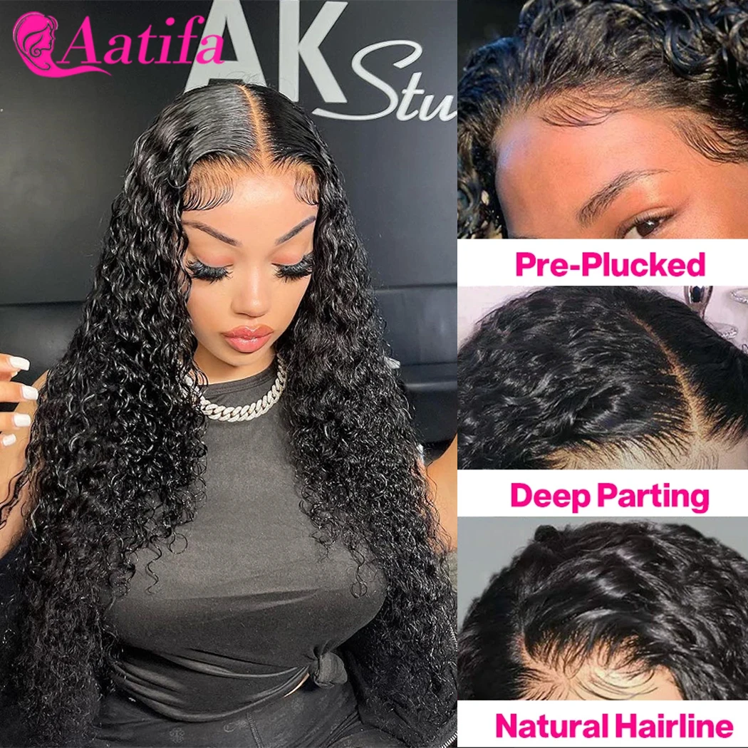 

Deep Wave 13x4 Lace Frontal Wigs Peruvian Pre-plucked Transparent Lace Wigs 100% Human Hair Wig Remy Curly Lace Wigs 180 Density