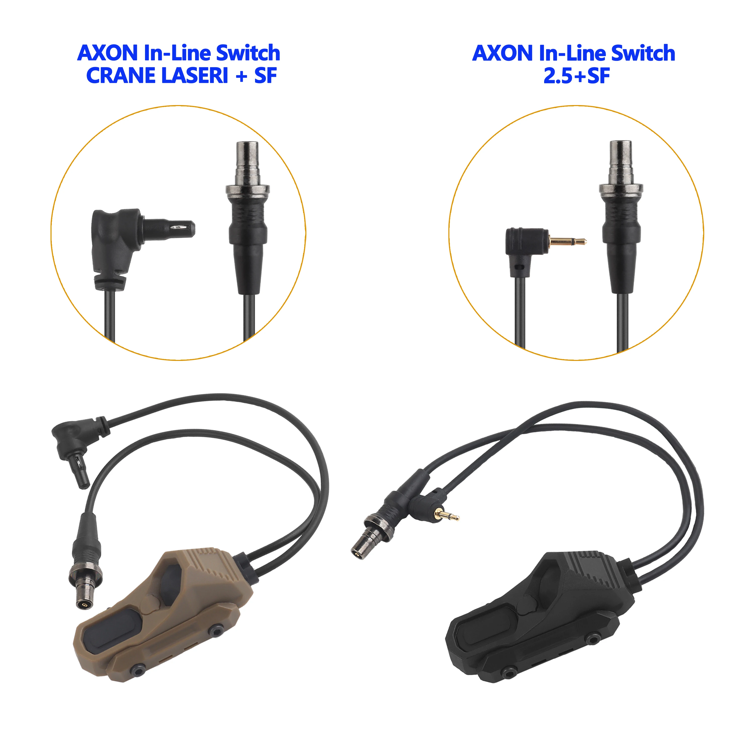 

Tactical AXON Remote In-Line Dual Function Pressure Switch Flashlight PEQ NGAL Laser Pushbutton SF/2.5/Crane Plugs