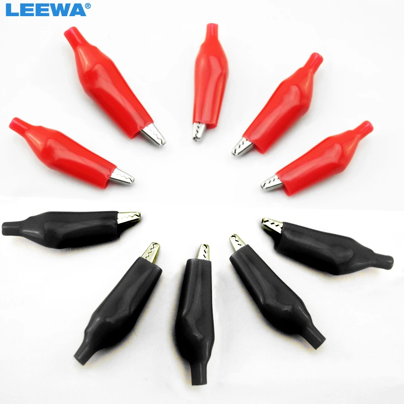 

LEEWA 100pcs Larger 58mm Metal Crocodile Clip Black and Red Sheath Clip Power Clamp Test Leads Clip ( 1Pc Red+1Pc Black)