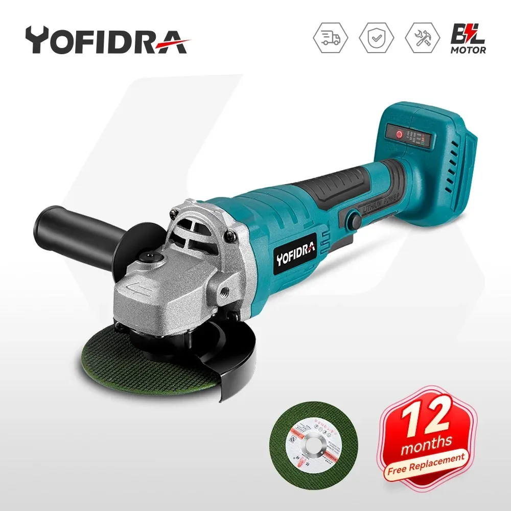 

Yofidra 100mm Brushless Angle Grinder 30000rpm 3 Speed Variable Woodworking Grinding Cutting Machine For Makita 18V Battery