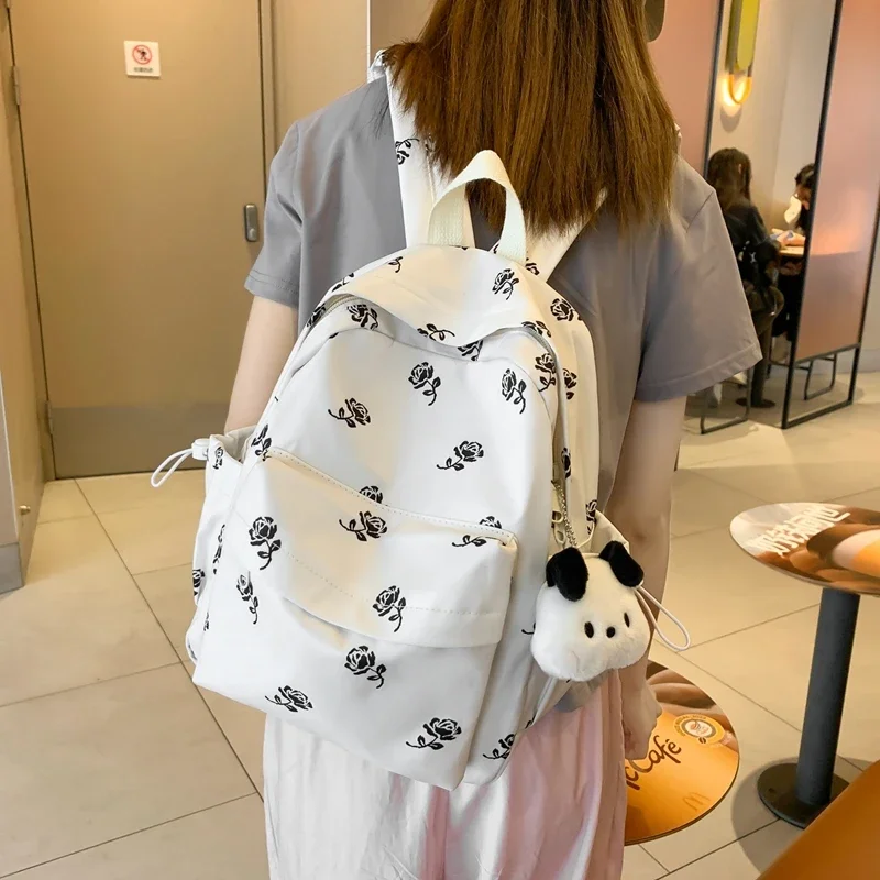 

Women's Bags on Sale 2023 Fashion New Waterproof Nylon Backpack FemaleTravel Schoolbag for Teenage Girls Solid Color Bookbag