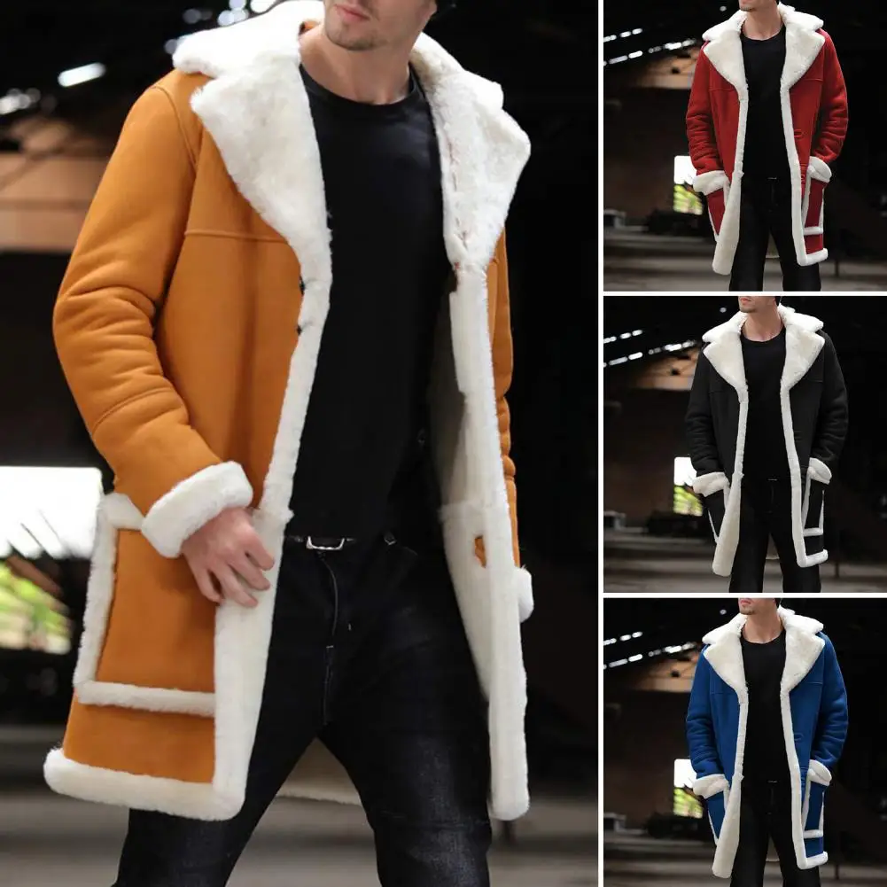Fashion Autumn Winter Men Mid-length Jacket Coat Lapel Long Sleeve Pockets Plush Lining Thickened Suede Outwear Warm Fur Coat
Fashion Autumn Winter Men Mid-length Jacket Coat Lapel Long Sleeve Pockets Plush Lining Thickened Suede Outwear Warm Fur Coat