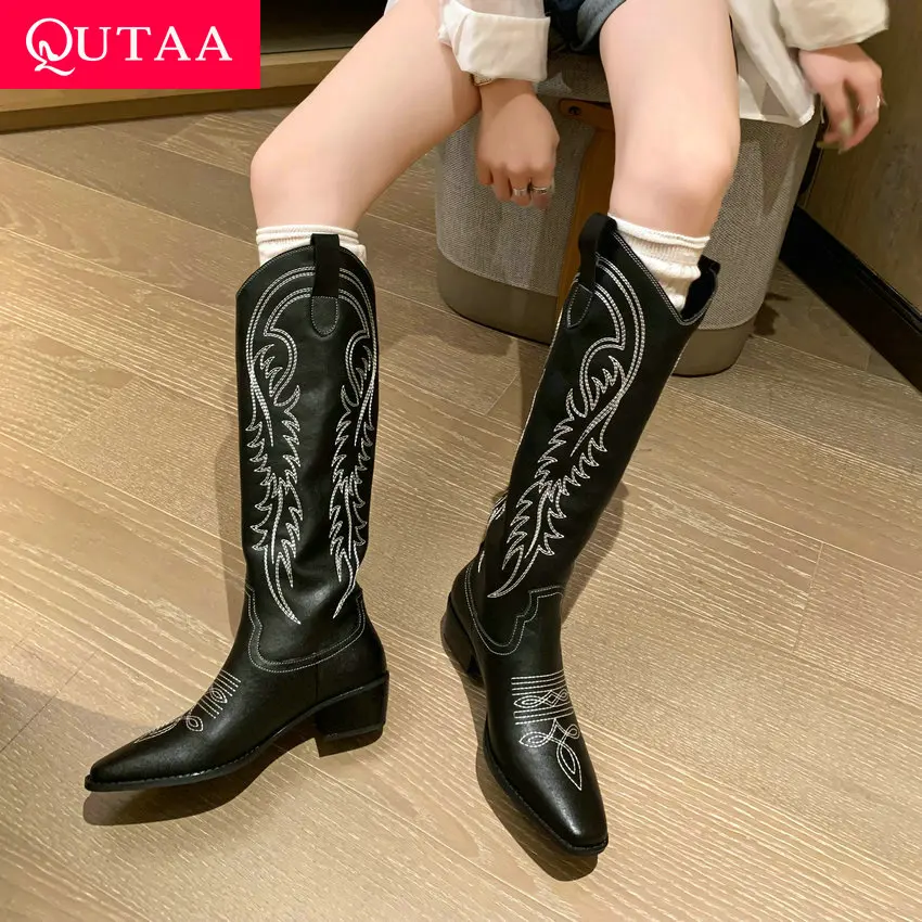 QUTAA 2024 Women Knee-High Boots Split Leather Thick Med Heels Round Toe Party Spring Autumn Four Season Shoes Woman Size 34-39
QUTAA 2024 Women Knee-High Boots Split Leather Thick Med Heels Round Toe Party Spring Autumn Four Season Shoes Woman Size 34-39