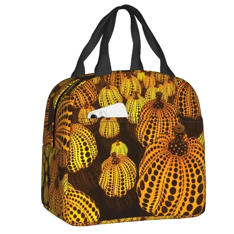 

Abstract Art Yayoi Kusama Pumpkin Insulated Lunch Tote Bag for Women Aesthetic Resuable Cooler Thermal Bento Box School