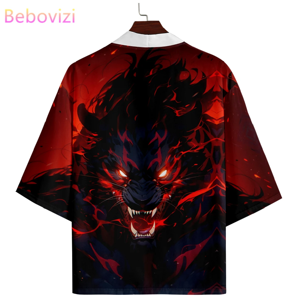 

6XL 5XL 4XL Anime Tiger Print Yukata Men Women Fashion Cardigan Blouse Haori Obi Asian Clothes Harajuku Japanese Cosplay Kimono