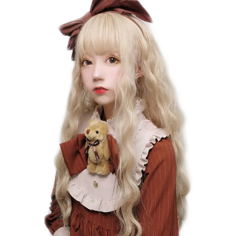 

Lolita Wig Blond Wigs for Women Cosplay Wig with Bangs Natural and Cute Headband Curly Wig Synthetic