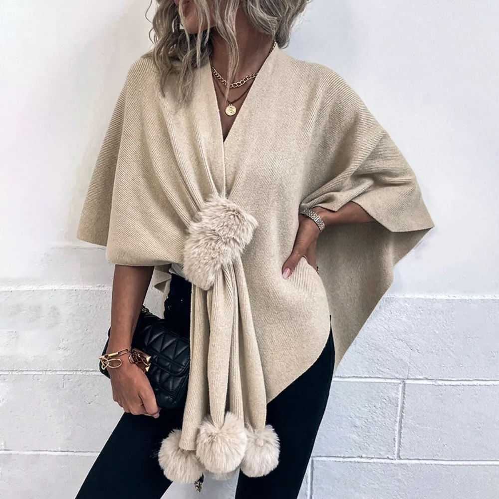 Pure Color Hair Bulb Cloak Sweater New Winter Fashion Temperament Elegant Asymmetric Pure Color Lady Shawls Knitted Cardigan
Pure Color Hair Bulb Cloak Sweater New Winter Fashion Temperament Elegant Asymmetric Pure Color Lady Shawls Knitted Cardigan