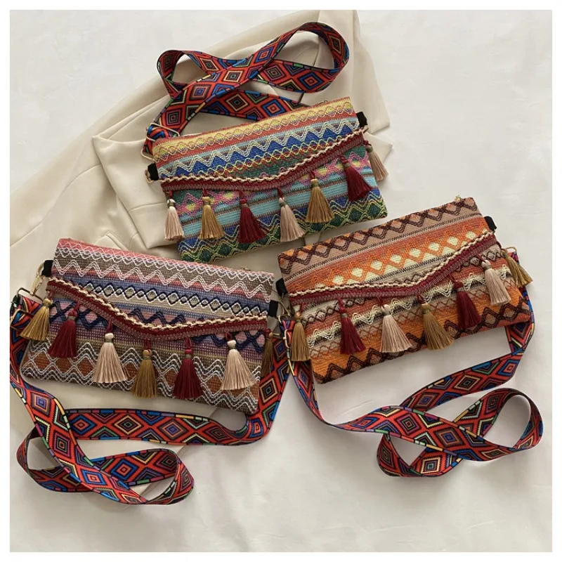 

New Vintage Bohemian Fringe Shoulder Bag Women Tassel Boho Hippie Gypsy Fringed Women's Handbags Open Bag Bags