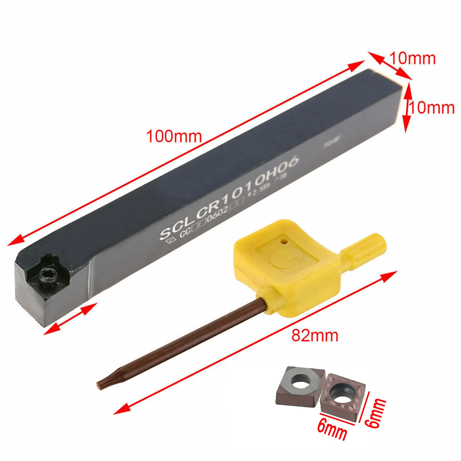 CCMT060204 Insert SCLCR 1010H06 Lathe Turn Holder Kit 82mm Wrench Length T8 Carbide 100 X 10 X 10 Mm Turning External Tool
CCMT060204 Insert SCLCR 1010H06 Lathe Turn Holder Kit 82mm Wrench Length T8 Carbide 100 X 10 X 10 Mm Turning External Tool