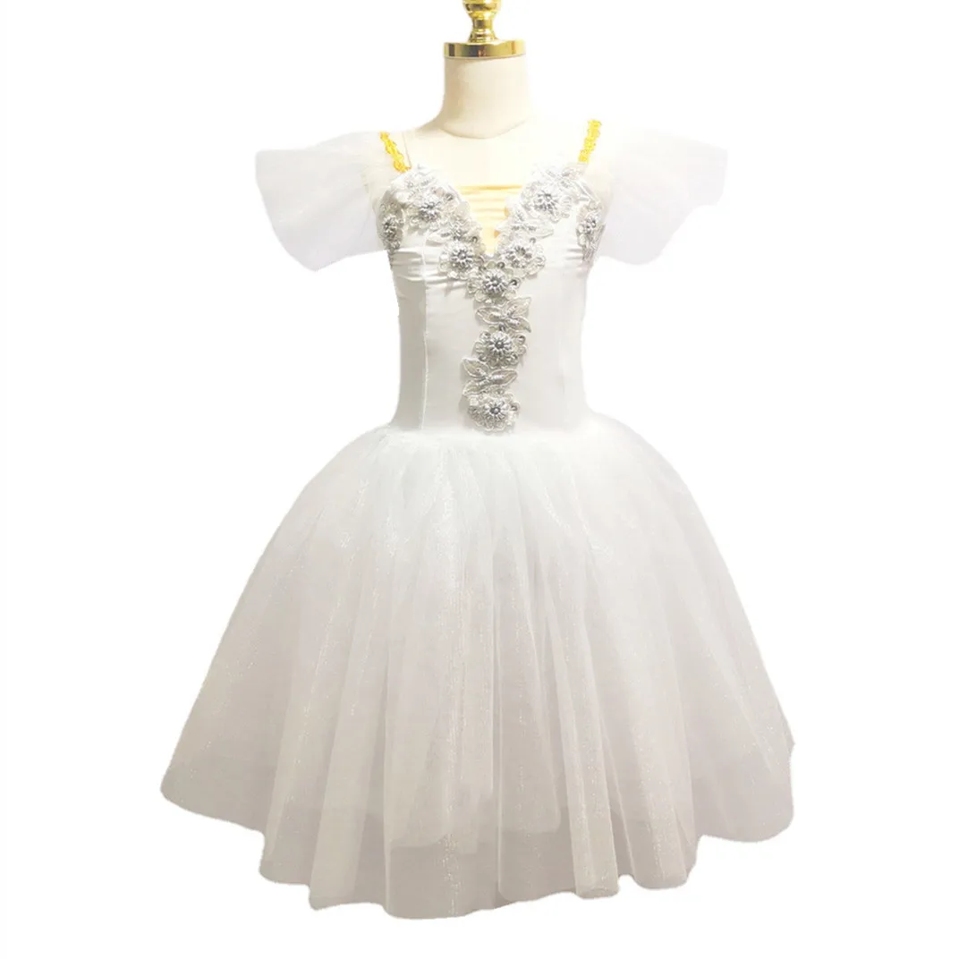 

White Ballet Tutu Skirt Professional Dance Dress Long White Tutus For Adult Ballet Costumes