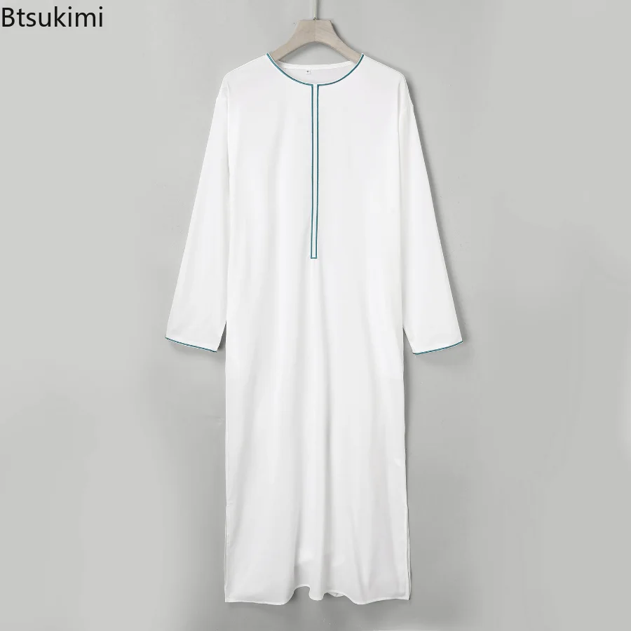 

Muslim Fashion Islamic Clothing Men Jubba Thobes Arabic Moroccan Kaftan Abaya White Long Robes Eid Ramadan Prayer Dress Blouse