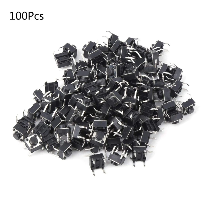 

100 Pack 6x6x5mm Miniature Micro Momentary Tactile Tact Touchs Push Button Switches Quality Switches SPST Miniature/Mini