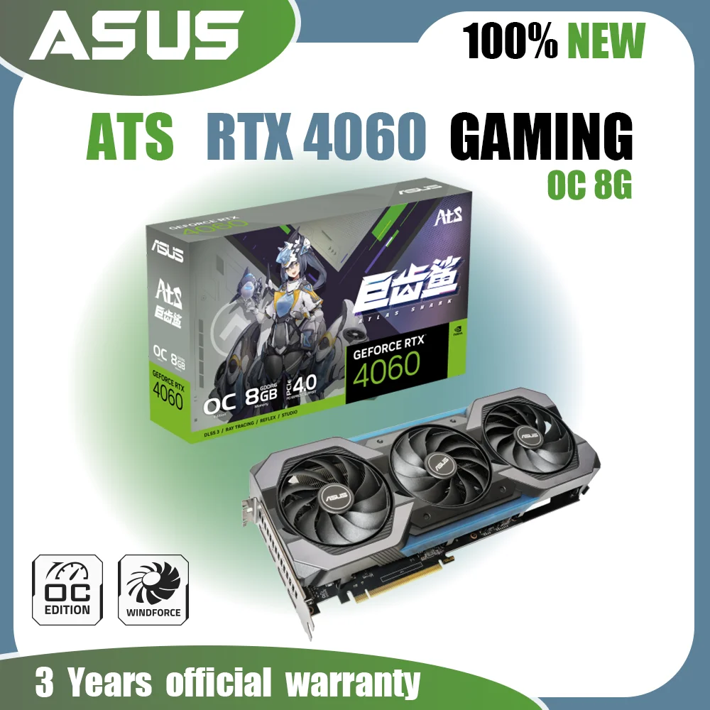 Новые игровые видеокарты ASUS ATS RTX 4060 O8G GDDR6 8 Гб видеокарты GPU 4060 бит NVIDIA RTX PCIE4.0 Материнская плата Intel AMD с поддержкой HDMI DP для настольных ПК Gamer
Новые игровые видеокарты ASUS ATS RTX 4060 O8G GDDR6 8 Гб видеокарты GPU 4060 бит NVIDIA RTX PCIE4.0 Материнская плата Intel AMD с поддержкой HDMI DP для настольных ПК Gamer