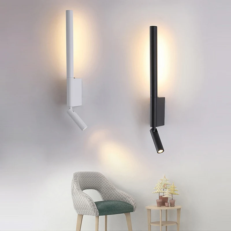 

Simple Modern LED Wall Light Spot Light White Black Bedside Wall Sconces Lamp for Bedroom Living room Dining room Stair Corridor