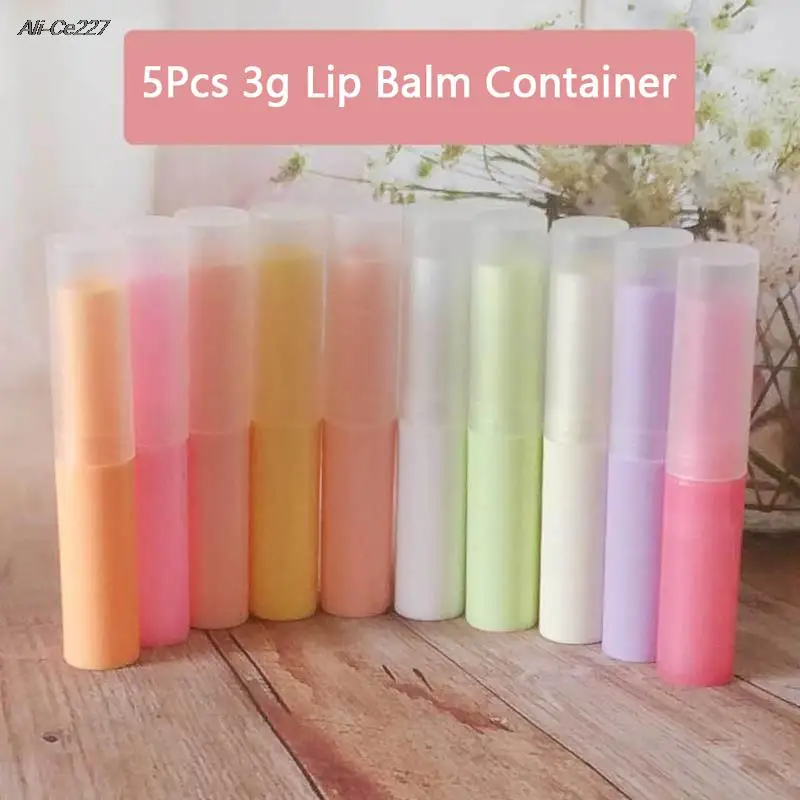 

5Pcs/lot 9 Colors 3g Lipstick Tube Lip Balm Container With Caps Mini Empty Lip Balm Stick Tube