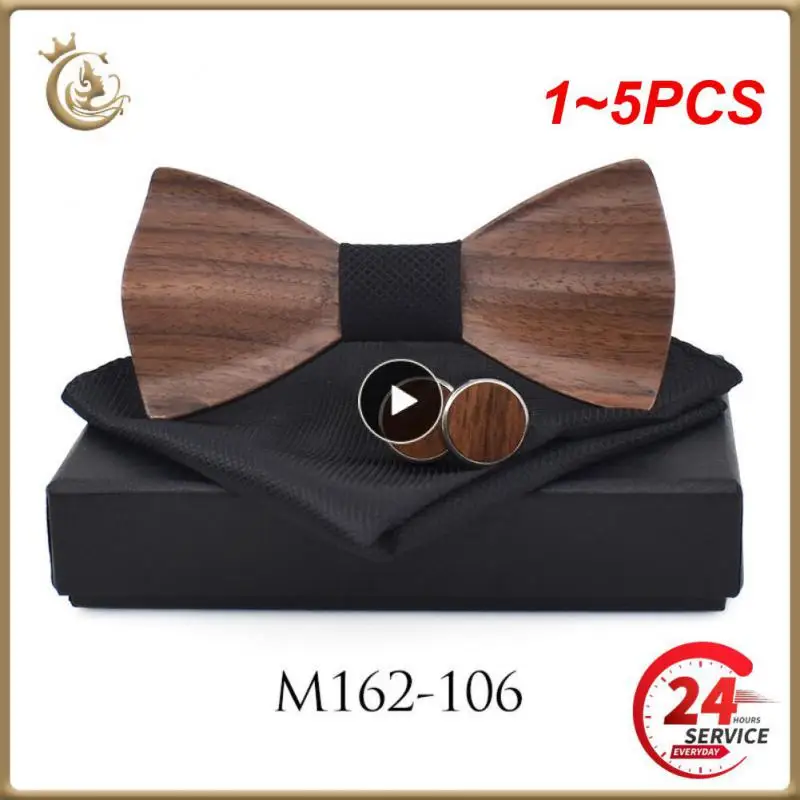 

1~5PCS New design 3D Wooden tie Pocekt Square Cufflinks Fashion wood bow tie wedding dinne Handmade corbata Wooden Ties Gravata