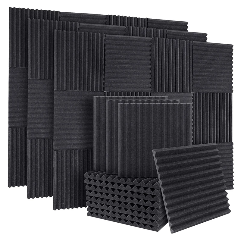 

50Pcs Acoustic Soundproof Foam Sound Absorbing Panels Sound Insulation Panels Wedge For Studio Walls Ceiling,1X12x12inch
