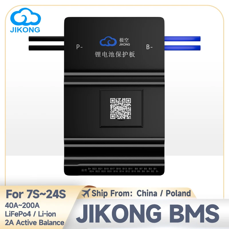 

JK BMS Smart Active Balance 0.6A~2A Current with BT RS485 CAN 4S~24S LifePo4 Li-ion 18650 Battery 200A Charge Smart JIKONG BMS